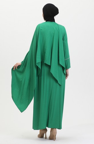 Kleid Mit Steindetail Und Schal 25Y9011-03 Smaragdgrün 25Y9011-03