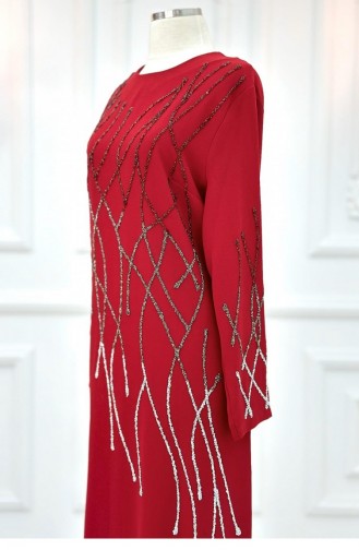 Amine Hüma Berrin Hijab Abendkleid Weinrot 3262