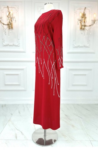 Amine Hüma Berrin Hijab Abendkleid Weinrot 3262