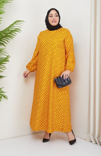 Plus-Size-Kleid Mit Polka-Dot-Muster 0707-01 Senfgelb 0707-01