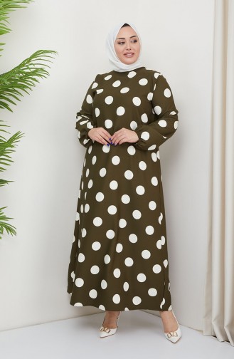 Robe A Motifs à Pois Grande Taille 0708-01 Khaki 0708-01
