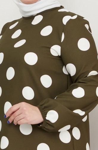 Robe A Motifs à Pois Grande Taille 0708-01 Khaki 0708-01