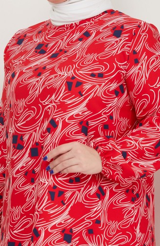 Large Size Patterned Dress 0710-03 Red 0710-03