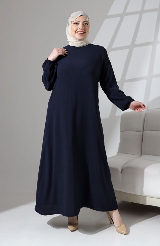 عباية سادة بأزرار مقاس كبير  0712-02 كحلي 0712-02