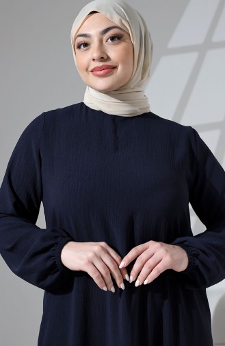عباية سادة بأزرار مقاس كبير  0712-02 كحلي 0712-02