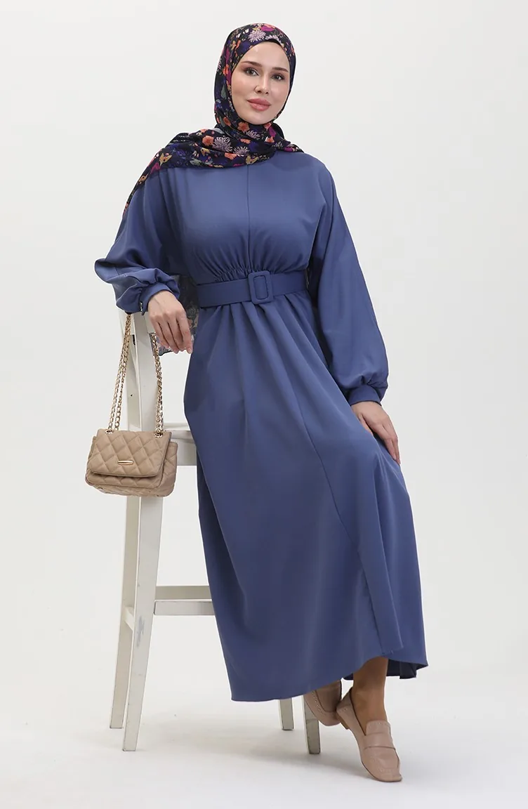 Gathered Waist Dress 8004-04 Indigo 8004-04