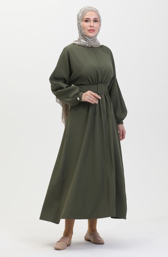 Robe Taille Froncee 8004-05 Vert Khaki 8004-05