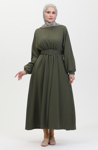 Robe Taille Froncee 8004-05 Vert Khaki 8004-05
