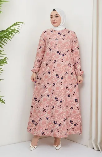 فستان منقوش مقاس كبير  0710-02 بودرا 0710-02