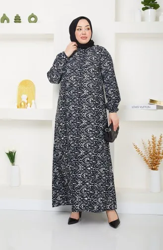 فستان منقوش مقاس كبير  0716-01 أسود 0716-01