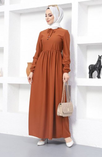 Kleid Mit Geraffter Taille 0575-11 Taba 0575-11
