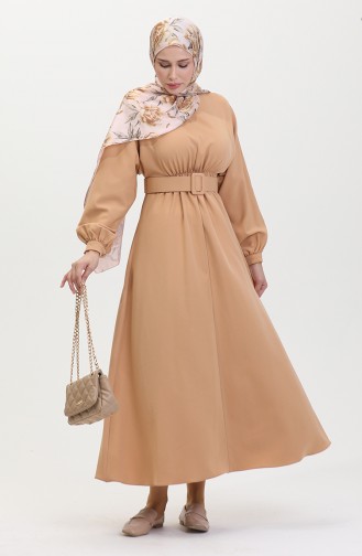 Kleid Mit Geraffter Taille 8004-02 Nerz 8004-02