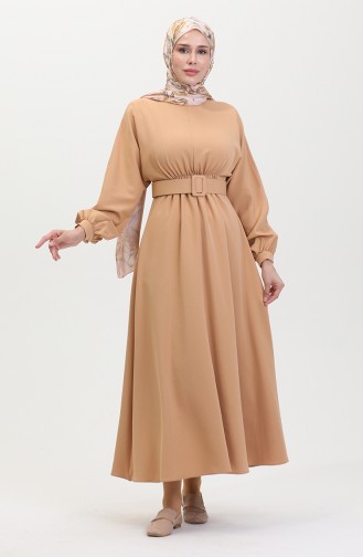 Kleid Mit Geraffter Taille 8004-02 Nerz 8004-02