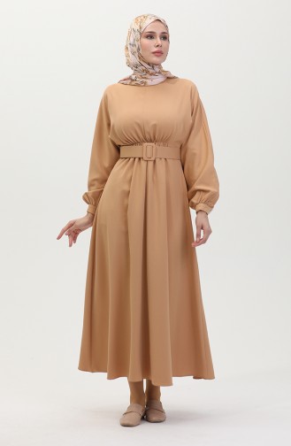 Kleid Mit Geraffter Taille 8004-02 Nerz 8004-02