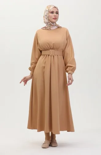 Kleid Mit Geraffter Taille 8004-02 Nerz 8004-02