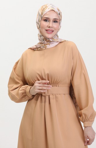Kleid Mit Geraffter Taille 8004-02 Nerz 8004-02