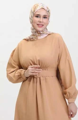 Kleid Mit Geraffter Taille 8004-02 Nerz 8004-02