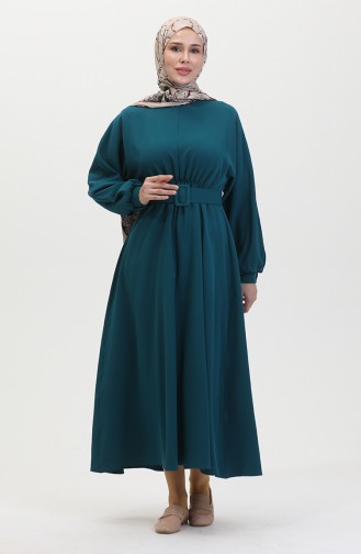 Kleid Mit Geraffter Taille 8004-01 Grün 8004-01