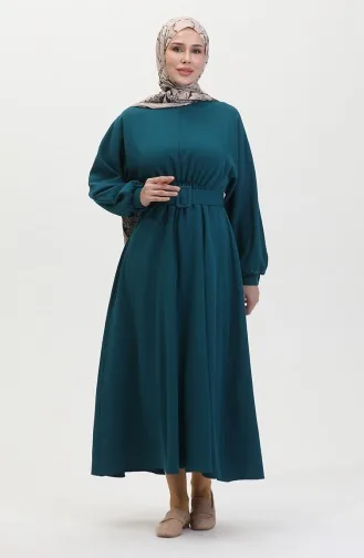 Kleid Mit Geraffter Taille 8004-01 Grün 8004-01