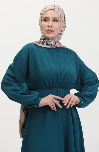 Kleid Mit Geraffter Taille 8004-01 Grün 8004-01