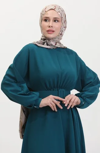 Kleid Mit Geraffter Taille 8004-01 Grün 8004-01