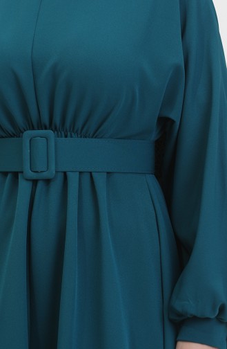 Kleid Mit Geraffter Taille 8004-01 Grün 8004-01