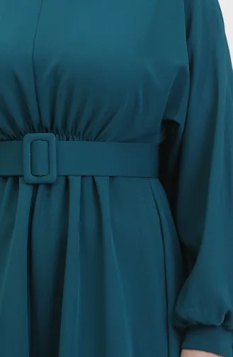 Kleid Mit Geraffter Taille 8004-01 Grün 8004-01