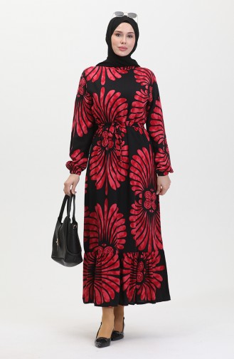 Robe A Ceinture Et Jupe à Froufrous 50171-06 Rouge Claret 50171-06