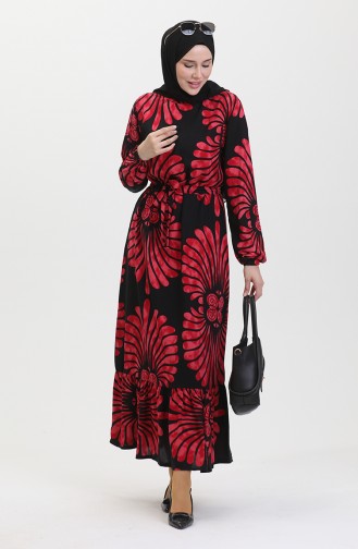 Robe A Ceinture Et Jupe à Froufrous 50171-06 Rouge Claret 50171-06