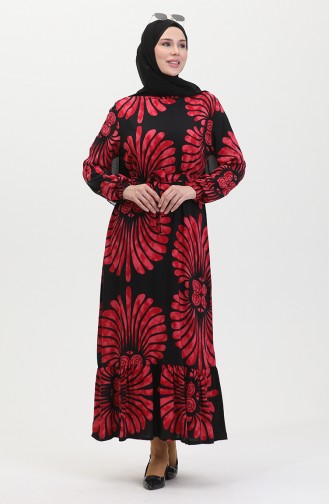 Robe A Ceinture Et Jupe à Froufrous 50171-06 Rouge Claret 50171-06