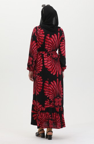 Robe A Ceinture Et Jupe à Froufrous 50171-06 Rouge Claret 50171-06