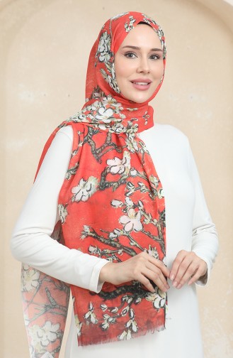 Floral Pattern Cotton Shawl 90175-02 Tile 90175-02