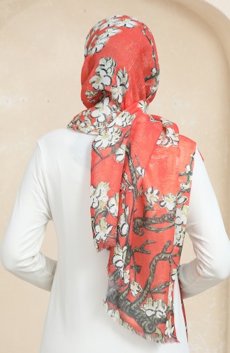 Floral Pattern Cotton Shawl 90175-02 Tile 90175-02