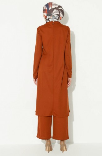 Kolyeli Tunik Pantolon İkili Takım 0580-10 Taba