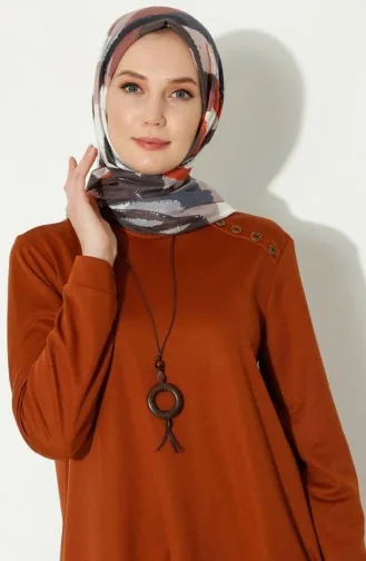 Ensemble Deux Pièces Tunique Pantalon Avec Collier 0580-10 Tan 0580-10