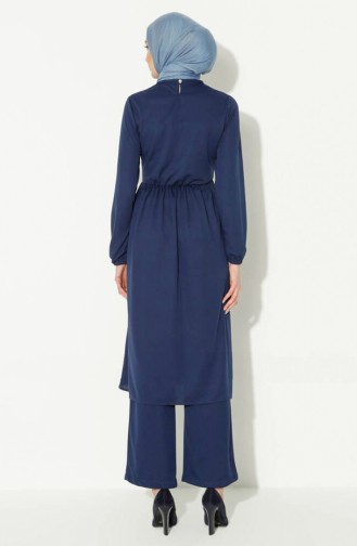Kolyeli Tunik Pantolon İkili Takım 0583-01 İndigo