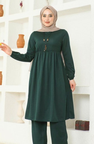 Halskette Tunika Hose Doppelanzug 0583-02 Smaragdgrün 0583-02