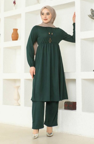 Halskette Tunika Hose Doppelanzug 0583-02 Smaragdgrün 0583-02