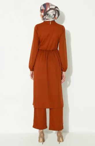 طقم ثنائي تونيك بقلادة بنطلون  0583-10 بني جملي 0583-10