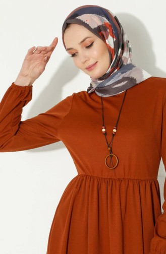 Kolyeli Tunik Pantolon İkili Takım 0583-10 Taba