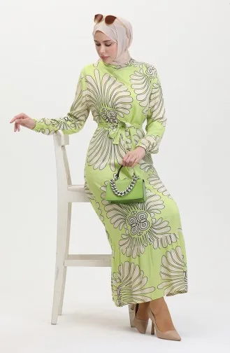 Jurk Met Ruches En Riem En Riem 50171-03 Groen 50171-03