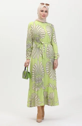 Jurk Met Ruches En Riem En Riem 50171-03 Groen 50171-03