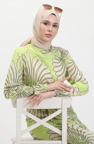 Jurk Met Ruches En Riem En Riem 50171-03 Groen 50171-03