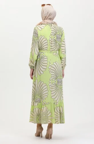 Jurk Met Ruches En Riem En Riem 50171-03 Groen 50171-03