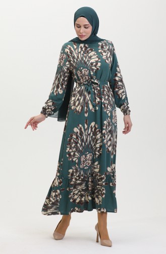Robe A Ceinture Et Jupe Froufrous 50171-04 Vert Emeraude 50171-04