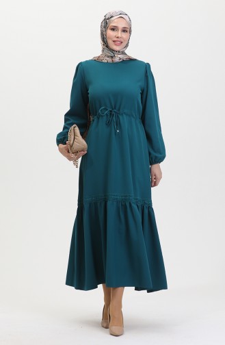 Robe Manches Elastiques 8005-01 Vert Emeraude 8005-01