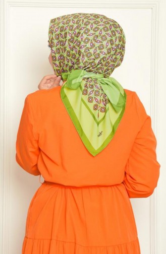 Écharpe à Motifs En Soie Bursa Amande Vert Pistache Badembursa00 0069 00_0069