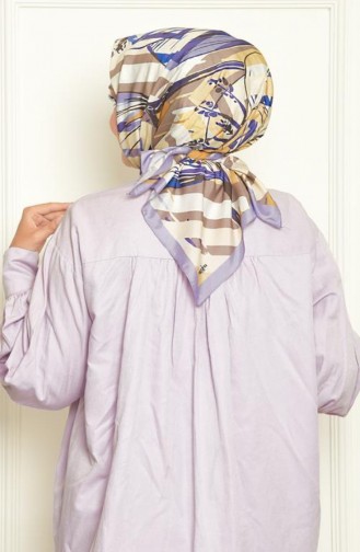 Écharpe à Motifs Géométriques En Soie Bursa Lilas Geometrıkbursa00 069 00_069