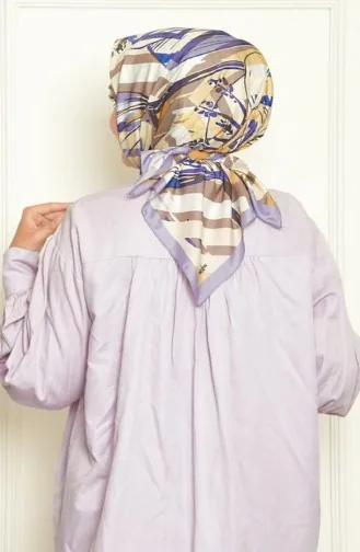 Écharpe à Motifs Géométriques En Soie Bursa Lilas Geometrıkbursa00 069 00_069