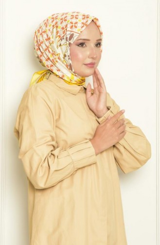 Lilac Bursa Silk Patterned Scarf Yellow Lilacbursa00 053 00_053